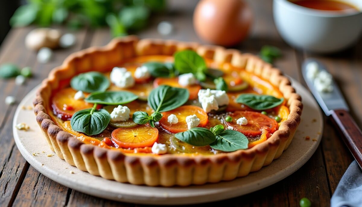 Délice printanier : la tarte fine aux légumes croquants et chèvre frais qui séduit à chaque bouchée