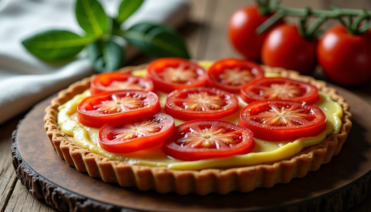 Délice du Sud-Ouest : Tarte fine tomate et moutarde sur pâte feuilletée croustillante