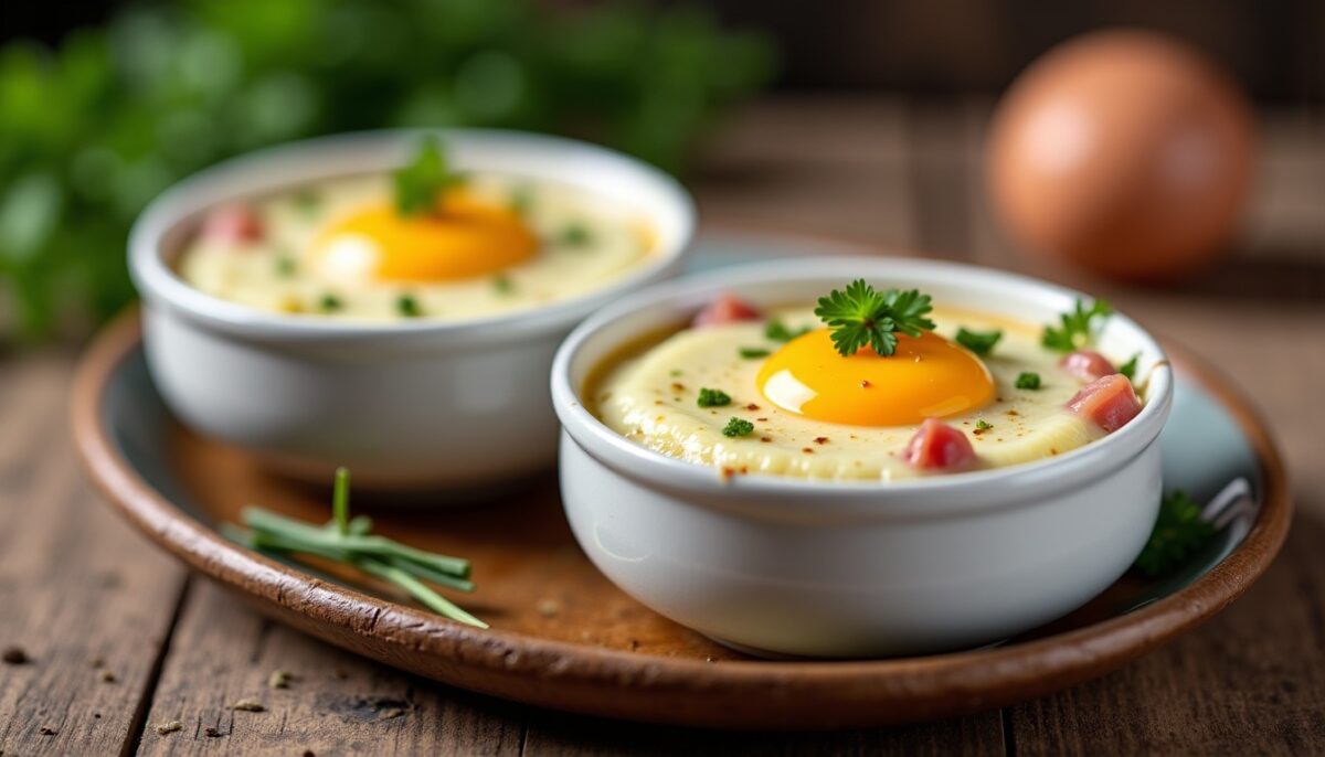 Œufs cocotte à la crème et jambon : la recette facile et parfaite au bain-marie