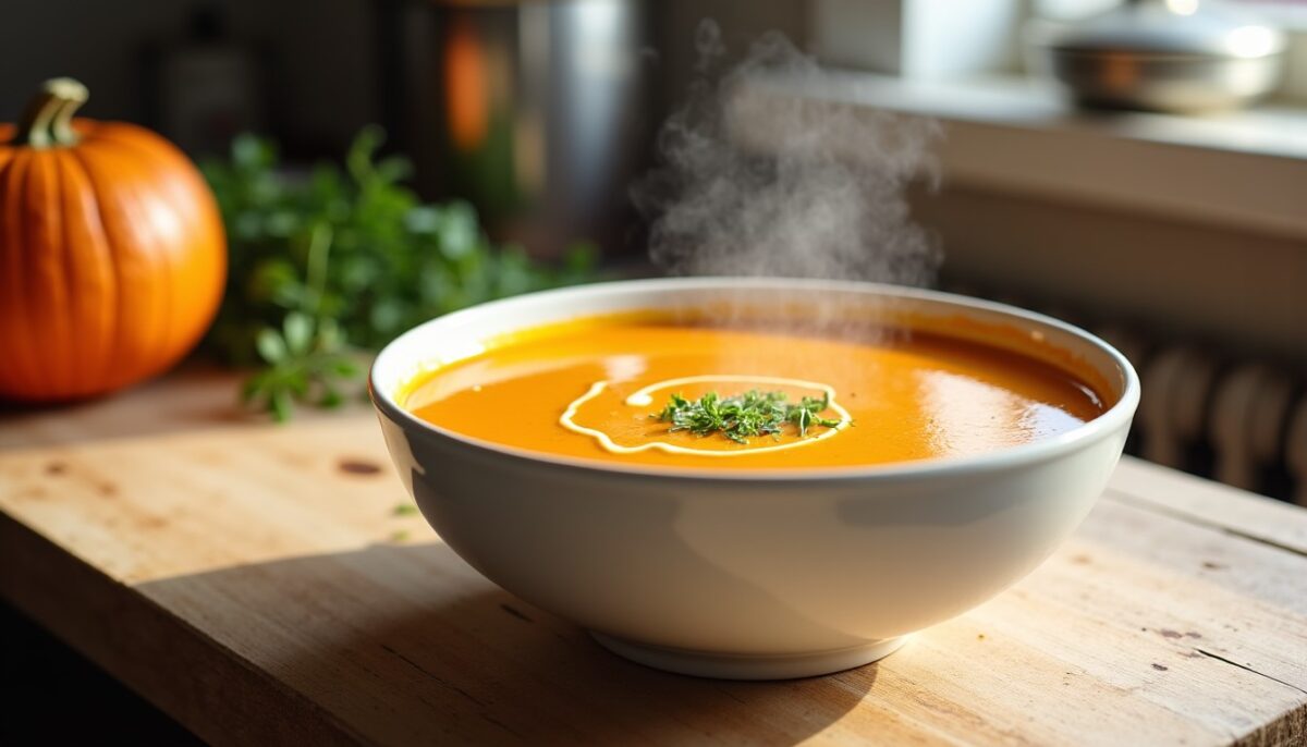 Soupe de potimarron ultra-rapide : prête en 20 minutes, sans épluchage nécessaire
