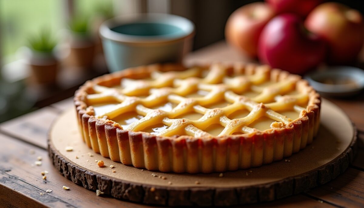 Délicieuse tarte aux pommes nappée d&rsquo;une onctueuse crème d&rsquo;amande : recette simple et gourmande