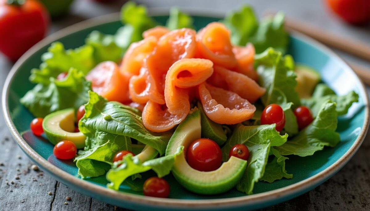Délicieuse salade fraîcheur à l’avocat et saumon fumé